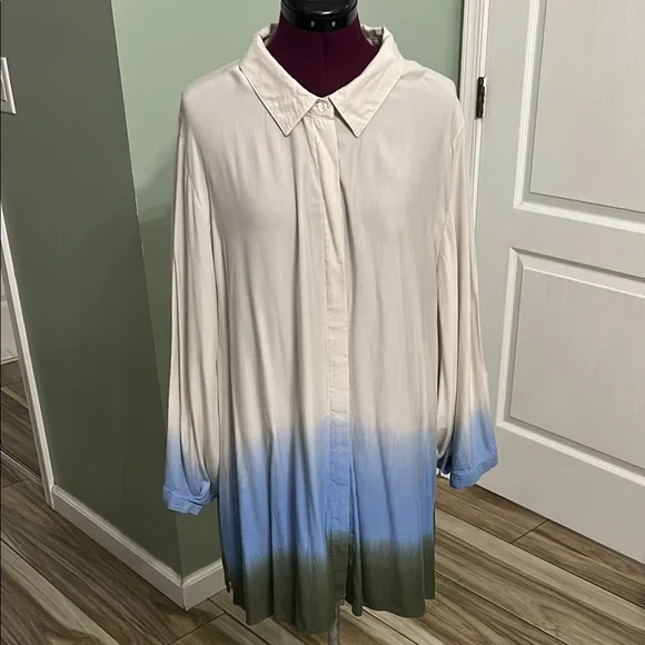 fitted lace wedding dress Long Sleeves Blue Ombre Beaded Prom Dresses, Long Sleeves Blue Ombre Formal  Evening Dresses main image 0